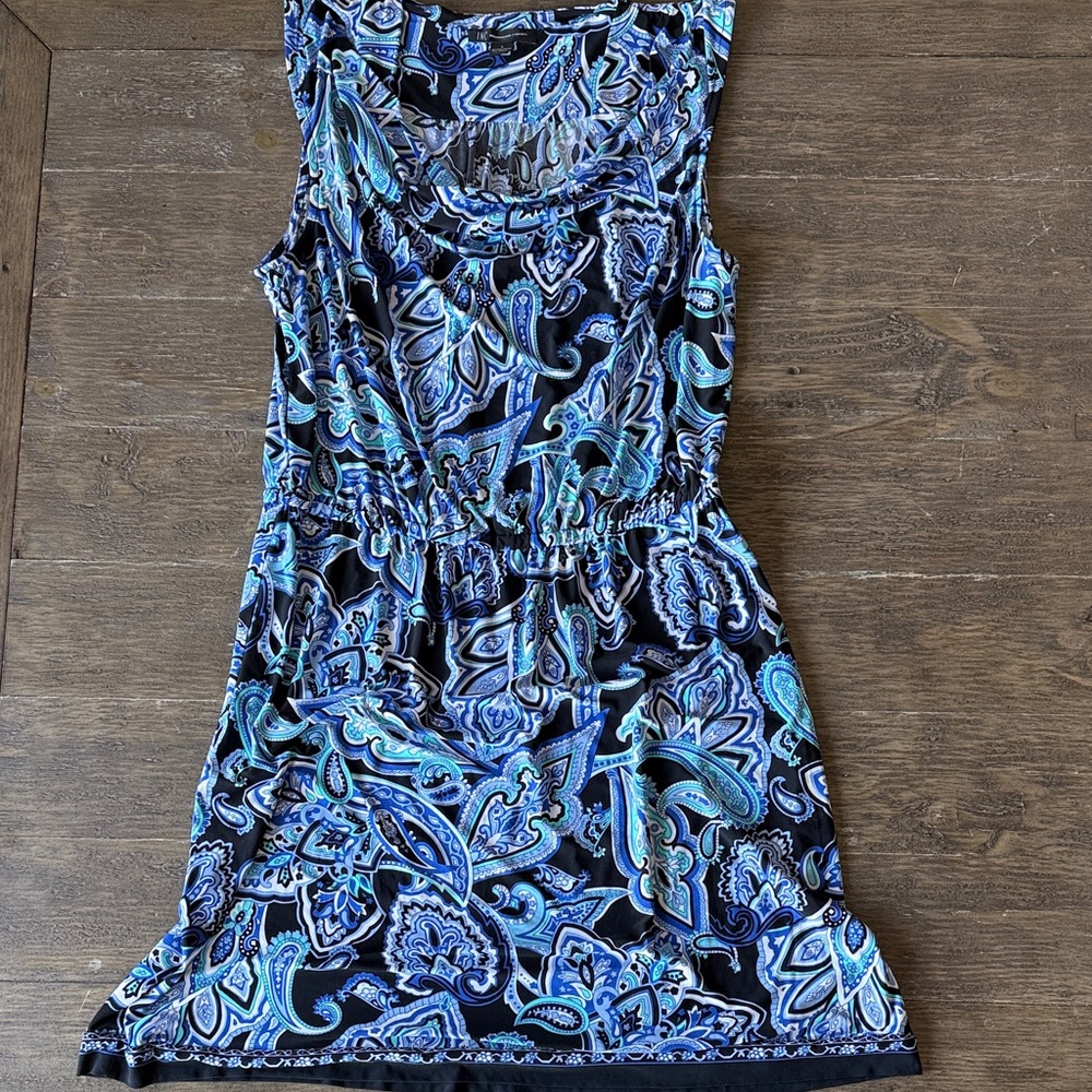 INC International Concepts Blue and Black Paisley Dress